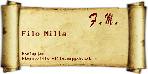 Filo Milla névjegykártya
