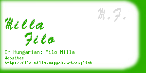 milla filo business card